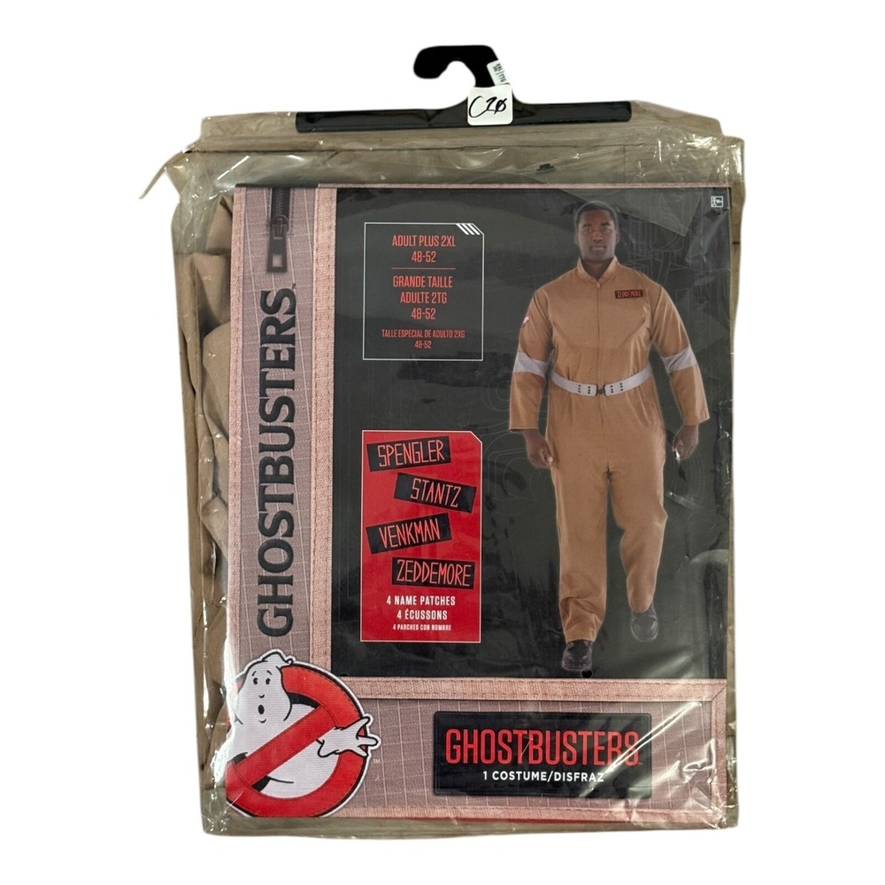 Ghostbusters‎ Jumpsuit Costume Adult Plus 2XL with 4 Name Patches New
